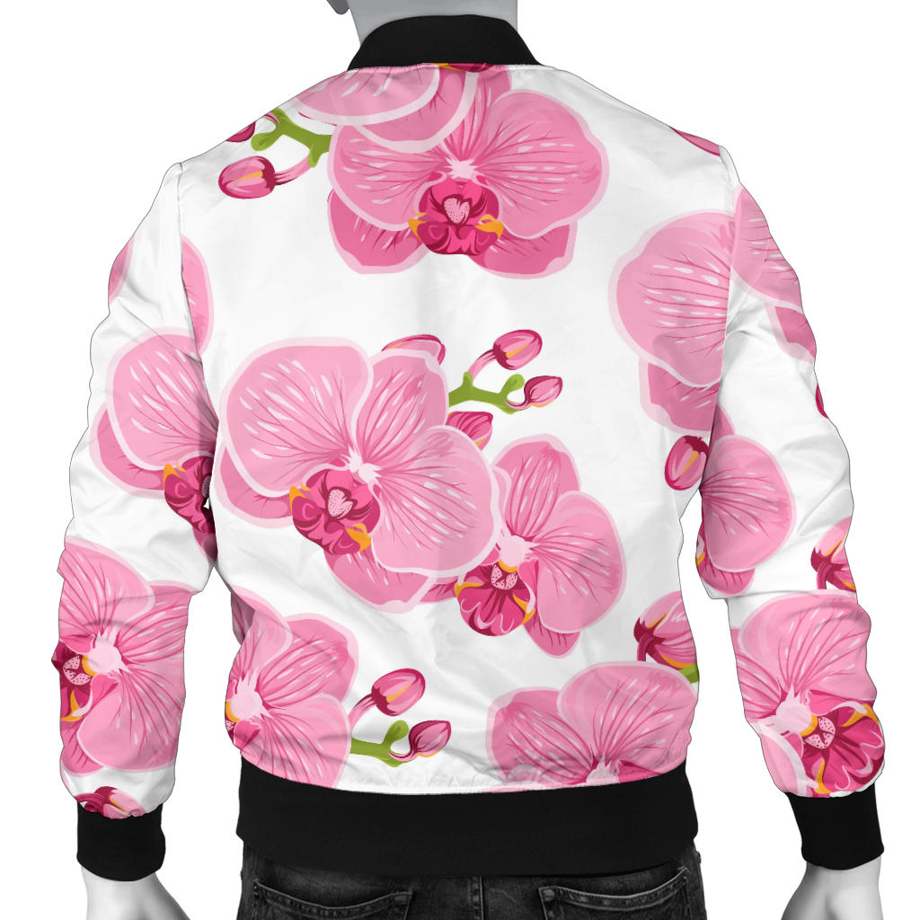Orchid Pink Pattern Print Design OR07 Men Bomber Jacket