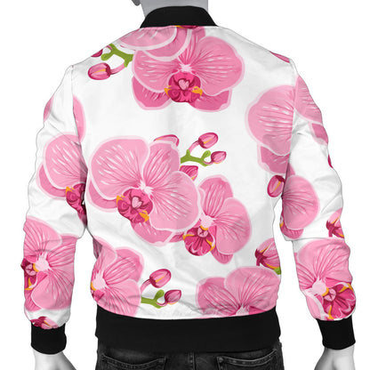 Orchid Pink Pattern Print Design OR07 Men Bomber Jacket