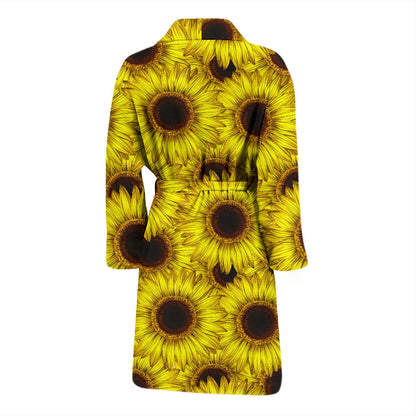 Sunflower Pattern Print Design SF011 Men Bathrobe