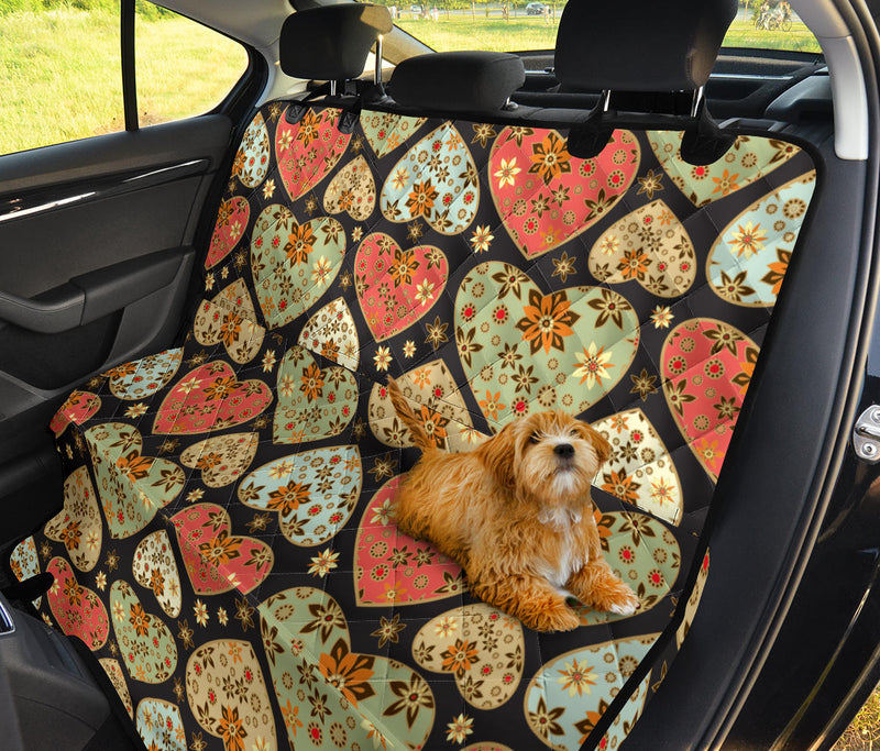 Heart Boho Pattern Print Design HE04 Rear Dog  Seat Cover