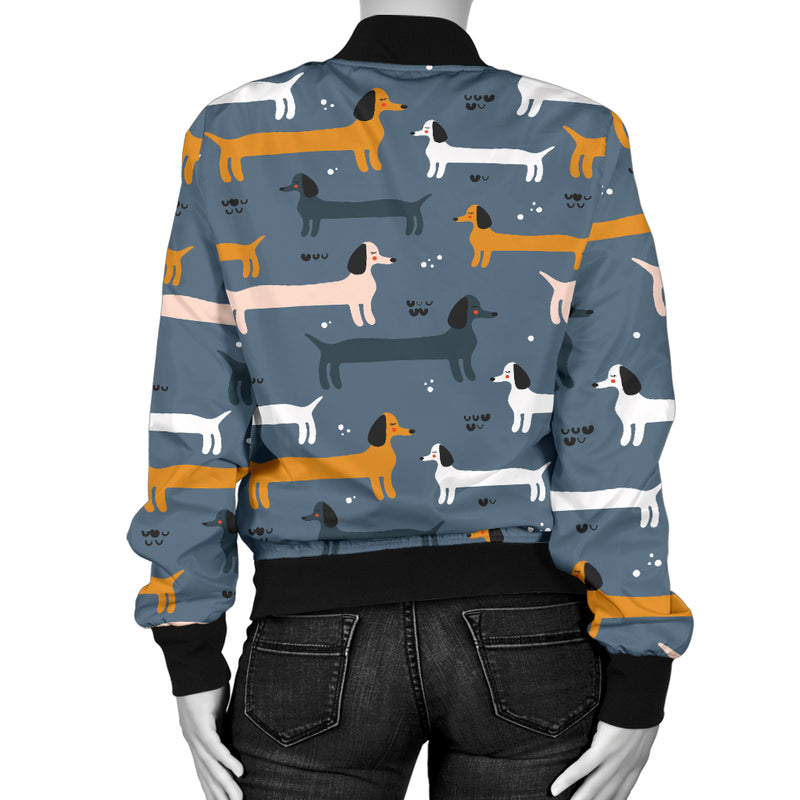 Dachshund Pattern Print Design 012 Women's Bomber Jacket