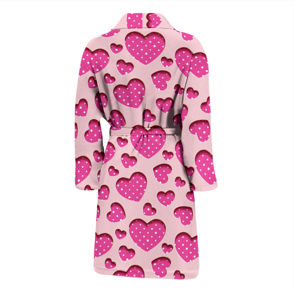 Heart Pink Pattern Print Design HE06 Men Bathrobe