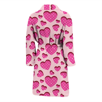 Heart Pink Pattern Print Design HE06 Men Bathrobe