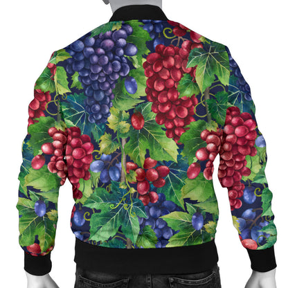 Grape Pattern Print Design GP02 Men Bomber Jacket