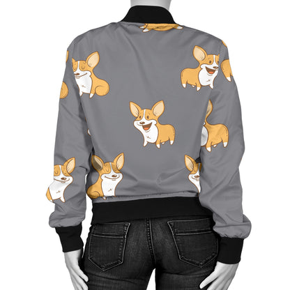 Pembroke Welsh Corgis Pattern Print Design A02 Women's Bomber Jacket