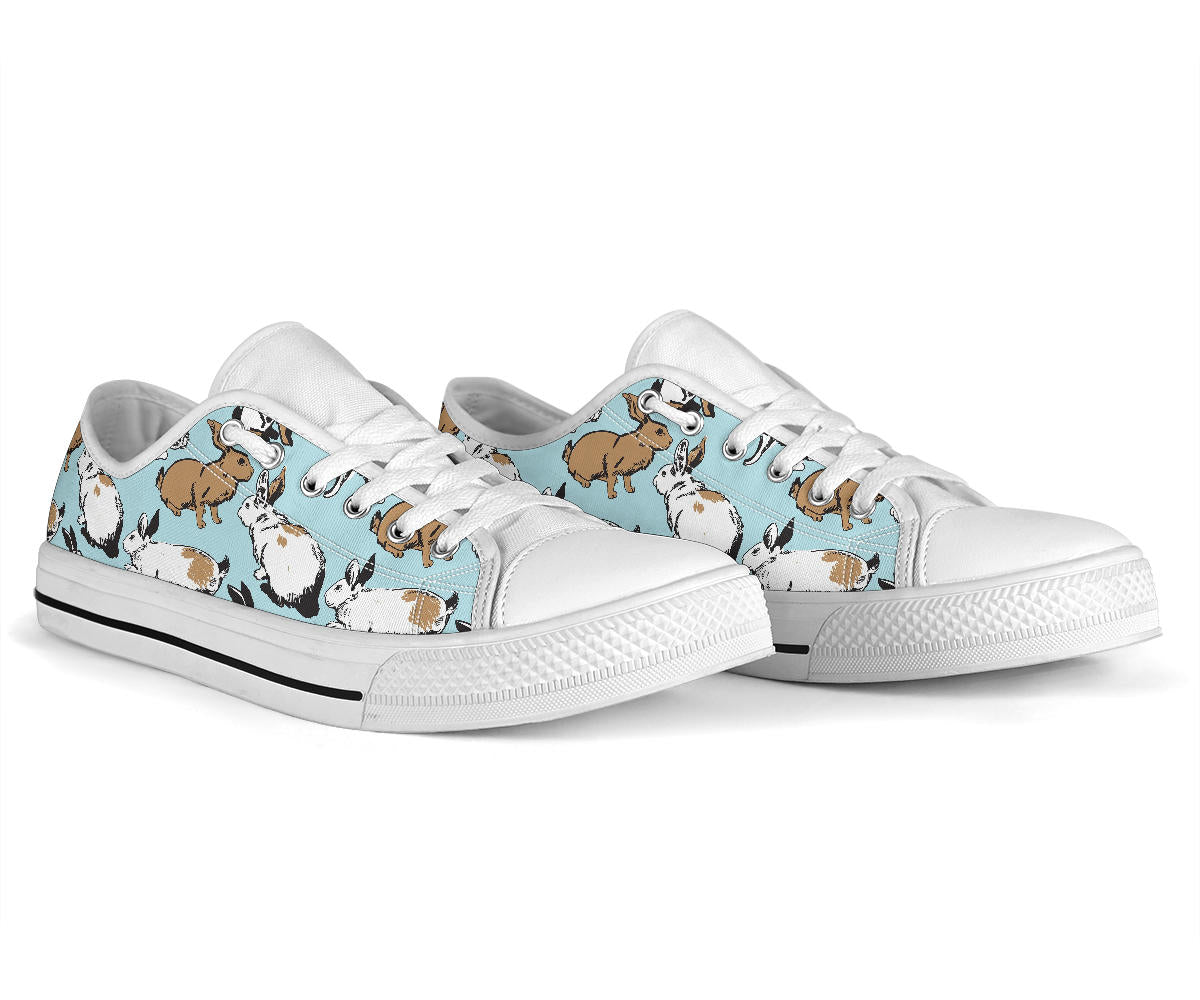 Rabbit Pattern Print Design RB018 White Bottom Low Top Shoes