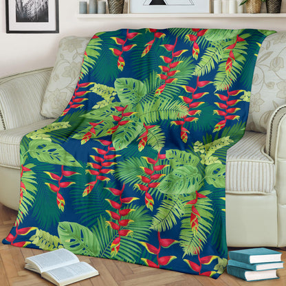 Heliconia Pattern Print Design HL08 Fleece Blanket