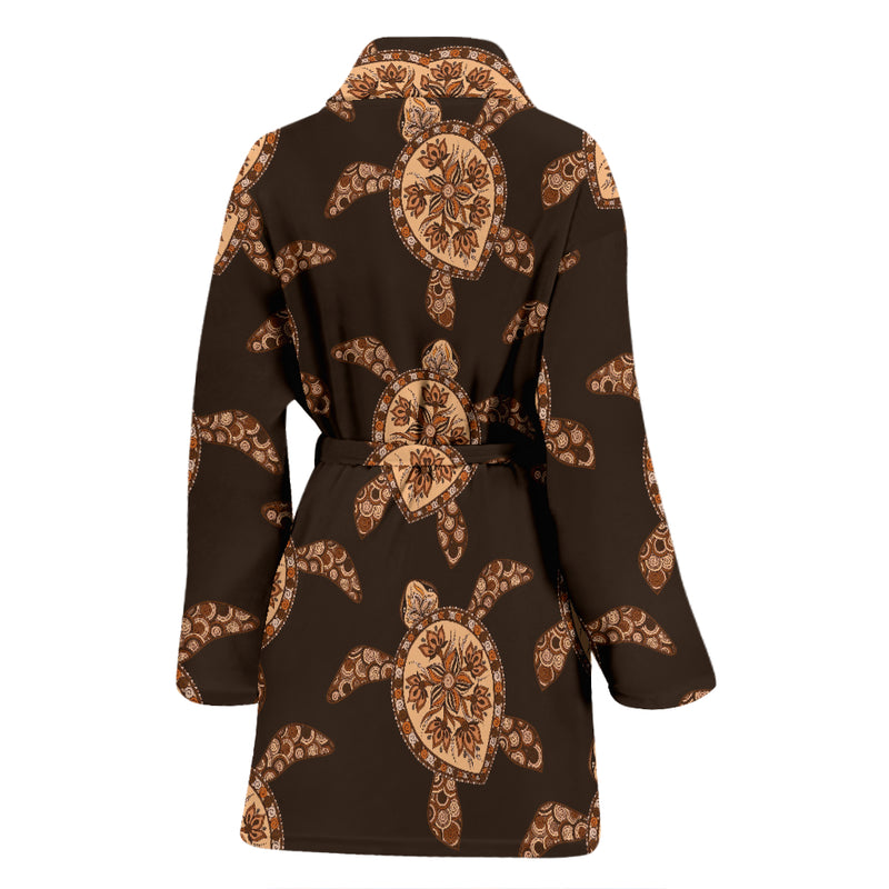 Tribal Sea Turtle Pattern Print Design T09 Women Bathrobe