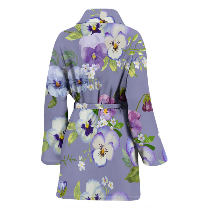 Pansy Pattern Print Design PS05 Women Bathrobe