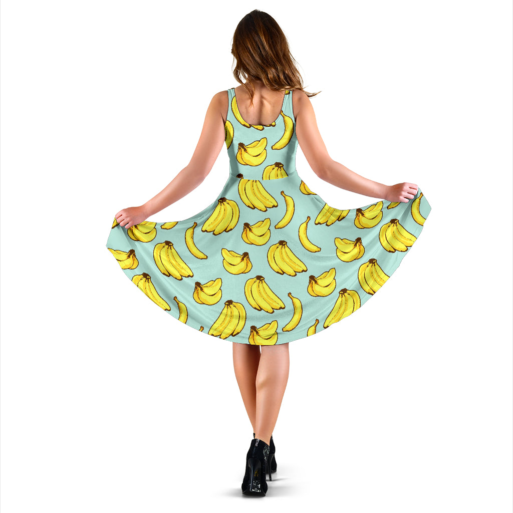 Banana Pattern Print Design BA04 Midi Dress