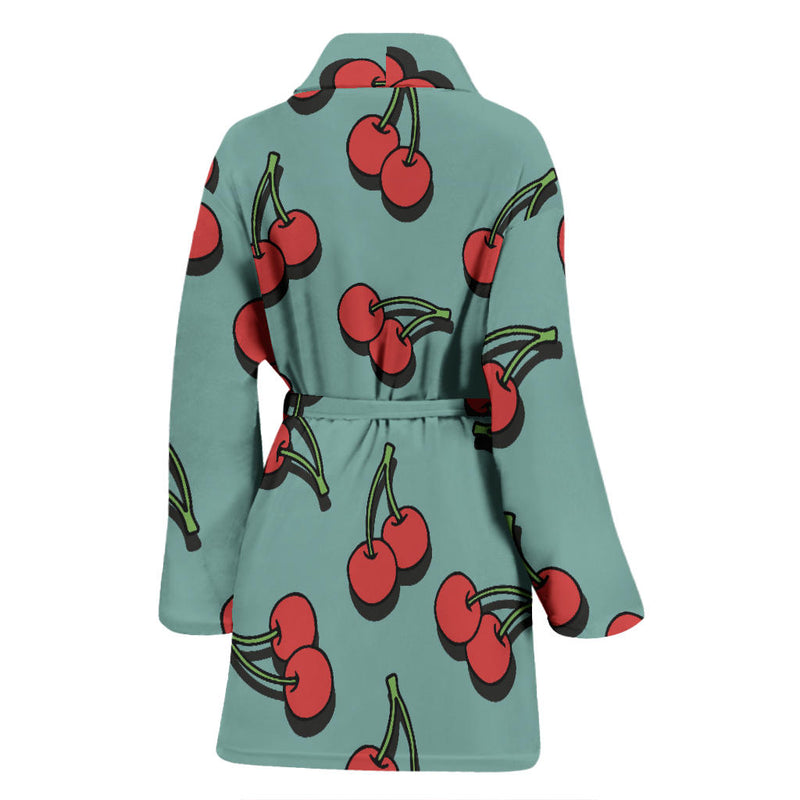 Cherry Pattern Print Design CH03 Women Bathrobe