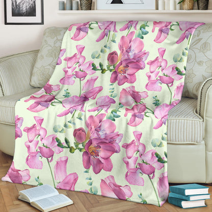 Peony Pattern Print Design PE011 Fleece Blanket
