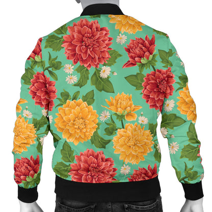 Dahlia Pattern Print Design DH011 Men Bomber Jacket