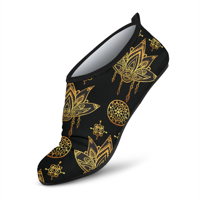 lotus Boho Pattern Print Design LO03 Aqua Water Shoes