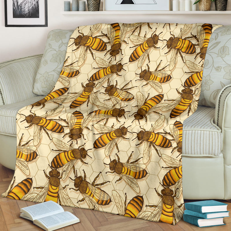 Bee Pattern Print Design BEE05 Fleece Blanket