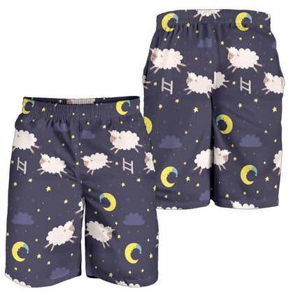 Sheep Night Pattern Print Design 02 Mens Shorts