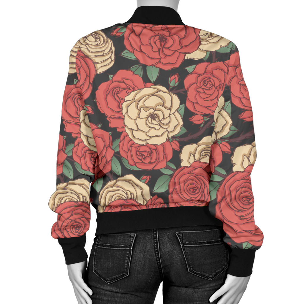 Camellia Pattern Print Design CM01 Women Bomber Jacket