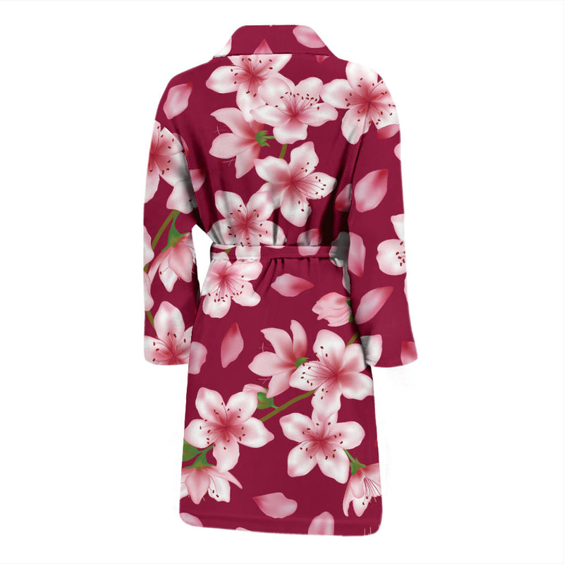 Cherry Blossom Pattern Print Design CB06 Men Bathrobe