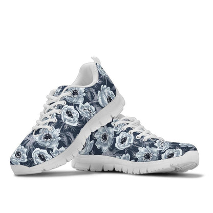 Anemone Pattern Print Design AM09 Sneakers White Bottom Shoes