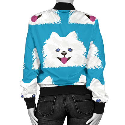 Pomeranians Pattern Print Design A05 Women's Bomber Jacket