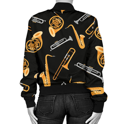 Jazz Pattern Print Design 01 Women's Bomber Jacket