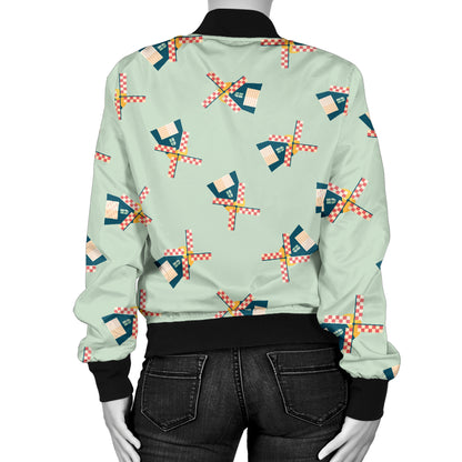 Windmill Pattern Print Design 02 Women's Bomber Jacket