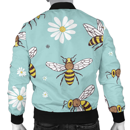 Bee Pattern Print Design BEE010 Men Bomber Jacket
