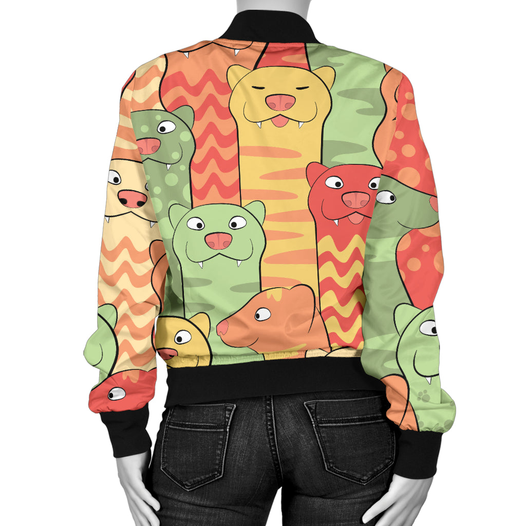 Ferret Pattern Print Design 01 Women's Bomber Jacket