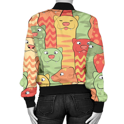 Ferret Pattern Print Design 01 Women's Bomber Jacket