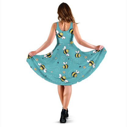 Bee Pattern Print Design BEE02 Midi Dress