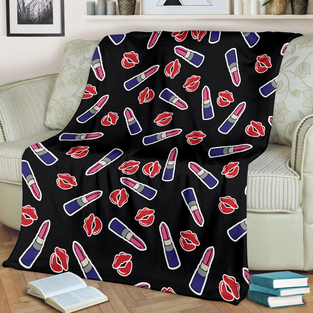 Lipstick Pattern Print Design LT01 Fleece Blanket