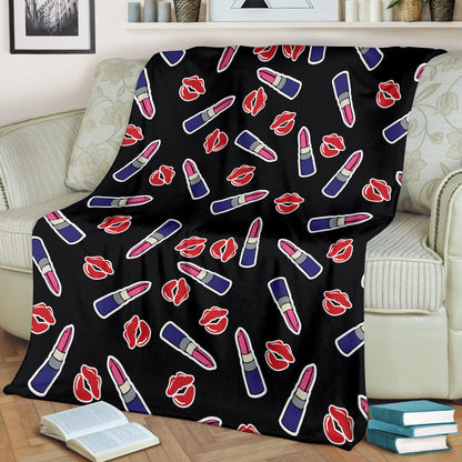 Lipstick Pattern Print Design LT01 Fleece Blanket