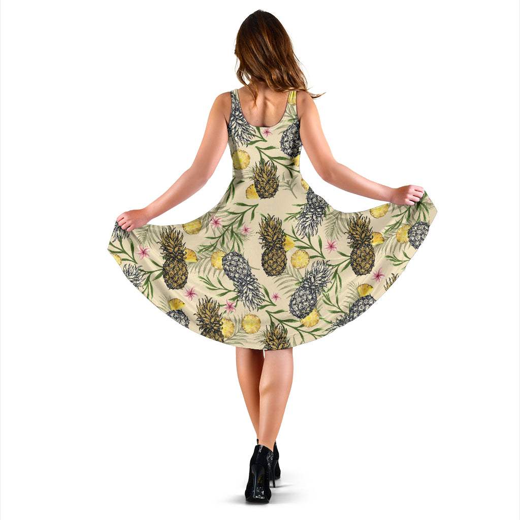 Pineapple Pattern Print Design PP012 Midi Dress