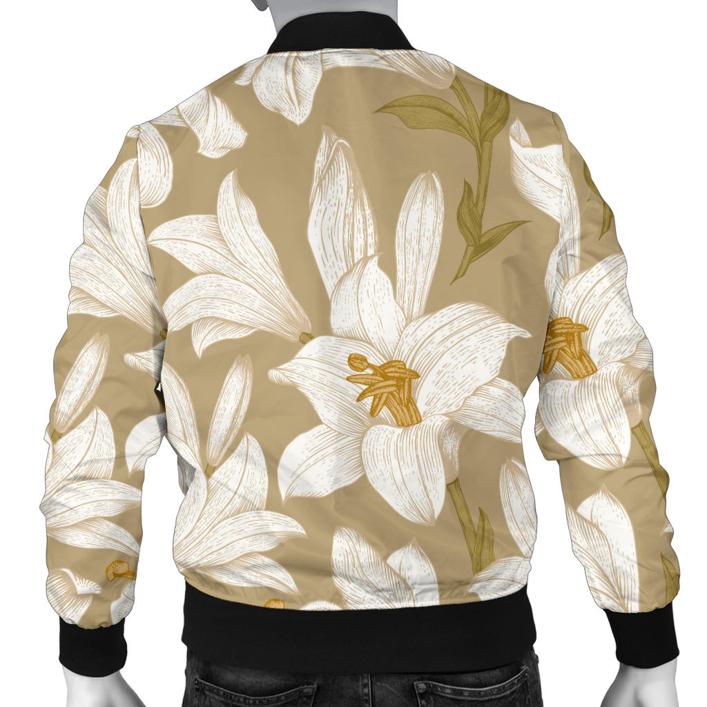 Lily Pattern Print Design LY07 Men Bomber Jacket