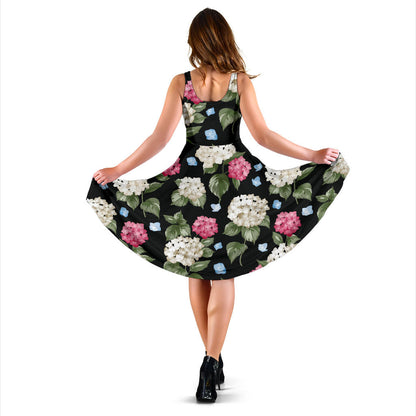 Hydrangea Pattern Print Design HD09 Midi Dress