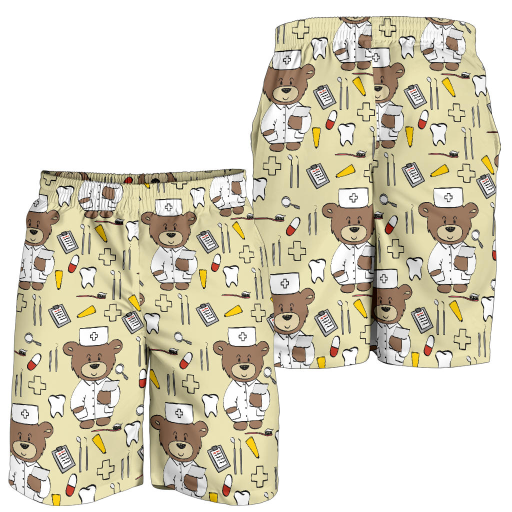 Nurse Bear Pattern Print Design A02 Mens Shorts