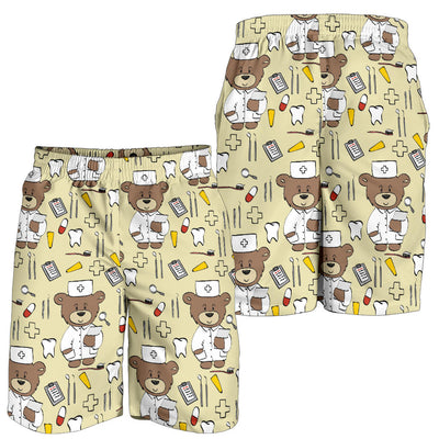 Nurse Bear Pattern Print Design A02 Mens Shorts