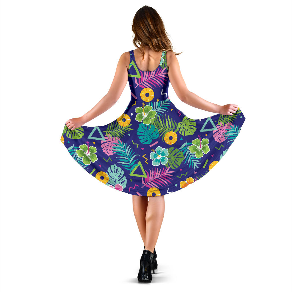 Hawaiian Themed Pattern Print Design H014 Midi Dress