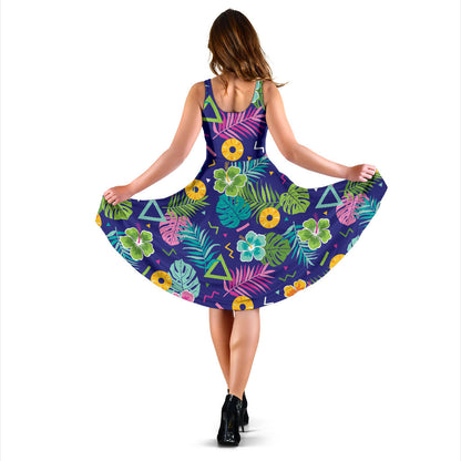 Hawaiian Themed Pattern Print Design H014 Midi Dress
