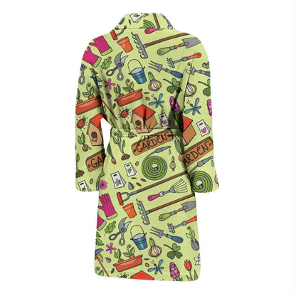 Gardening Pattern Print Design G02 Men Bathrobe