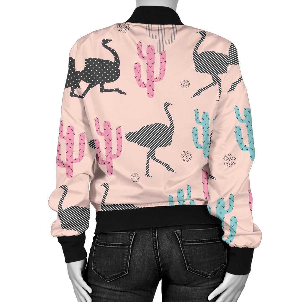 Ostrich Pattern Print Design 03 Women's Bomber Jacket