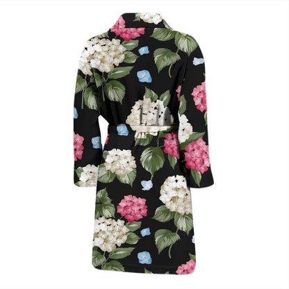 Hydrangea Pattern Print Design HD09 Men Bathrobe