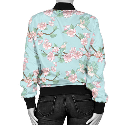 Cherry Blossom Pattern Print Design 02 Women's Bomber Jacket