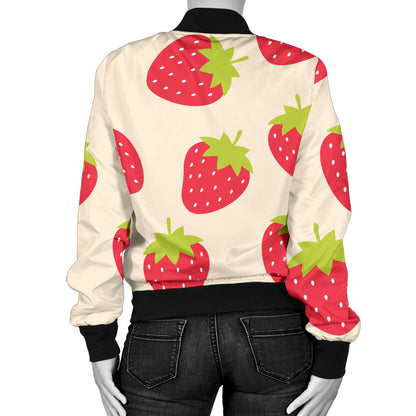 Strawberry Pattern Print Design SB02 Women Bomber Jacket