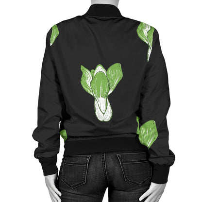 Kale Pattern Print Design 02 Women's Bomber Jacket