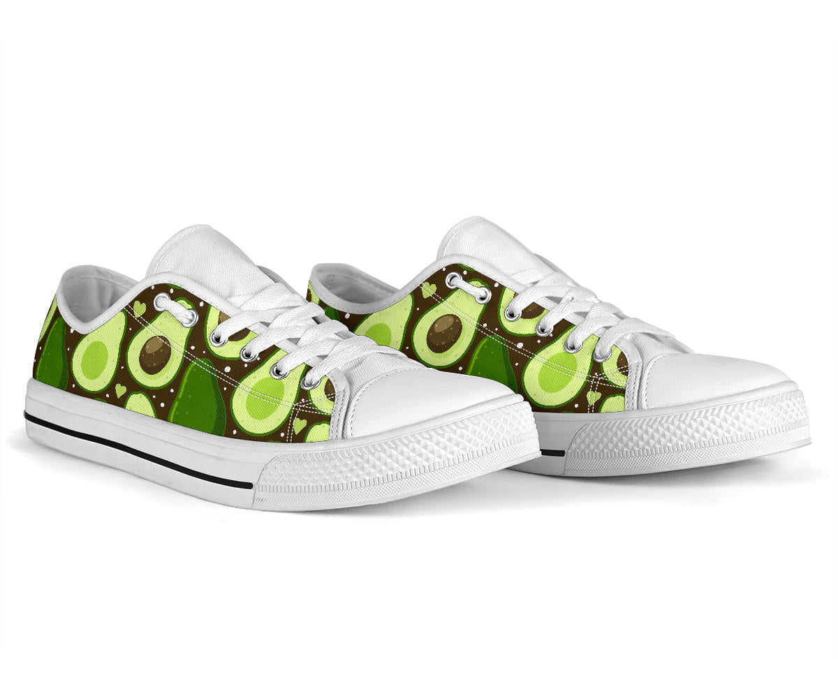 Avocado Pattern Print Design AC04 White Bottom Low Top Shoes