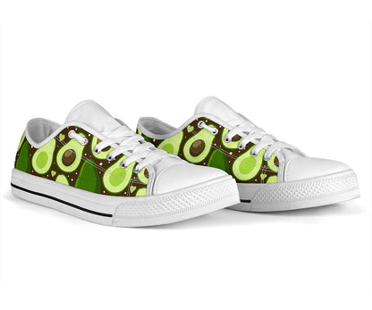 Avocado Pattern Print Design AC04 White Bottom Low Top Shoes