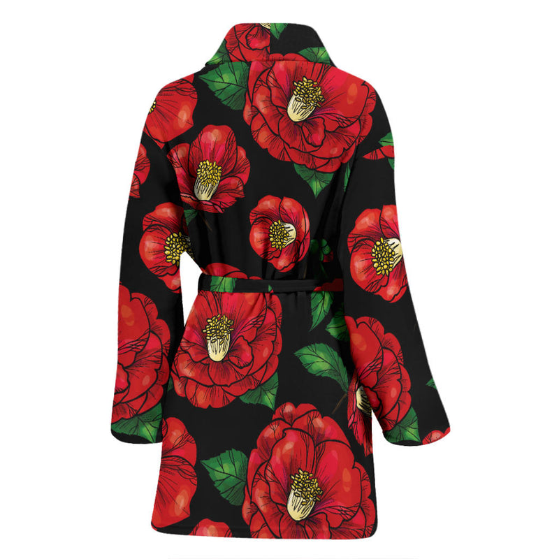 Camellia Pattern Print Design CM07 Women Bathrobe