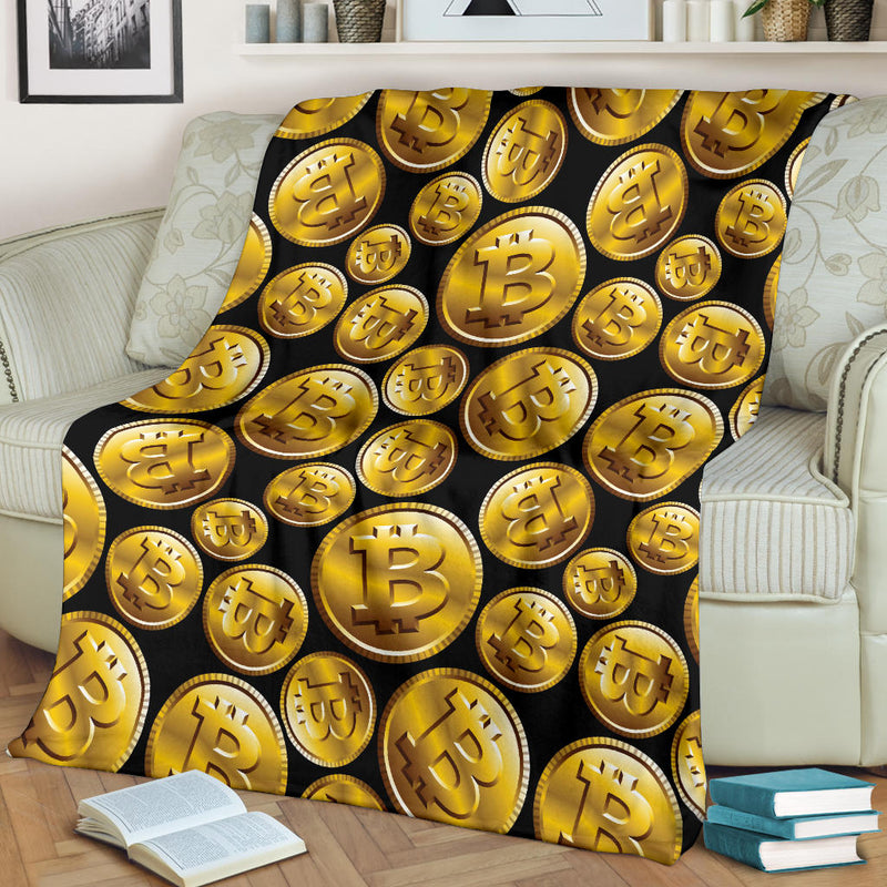 Bitcoin Pattern Print Design DO05 Fleece Blanket