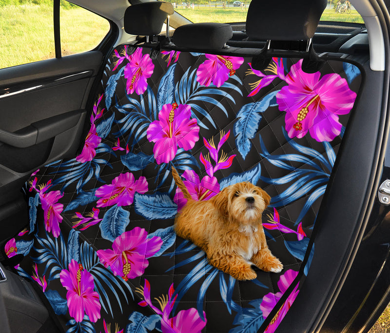 Neon Pink Hibiscus Pattern Print Design HB015 Rear Dog  Seat Cover